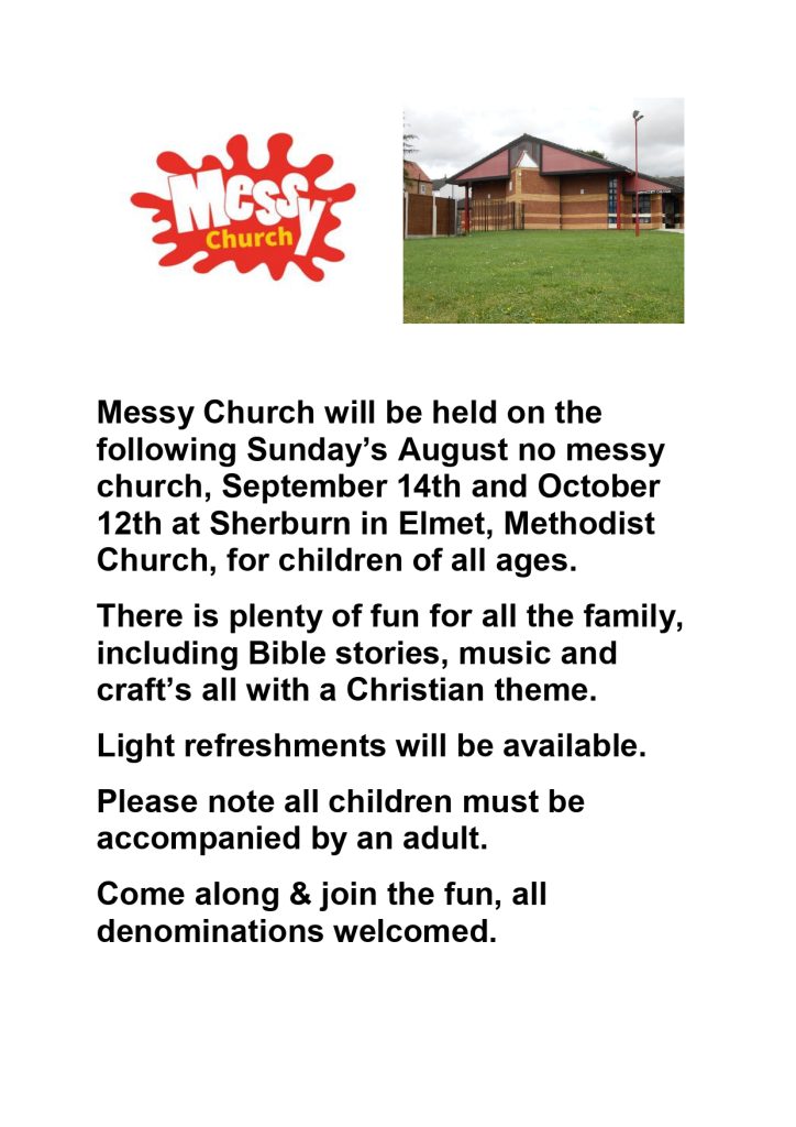Messy Church Poster for the Resident September and October 2025