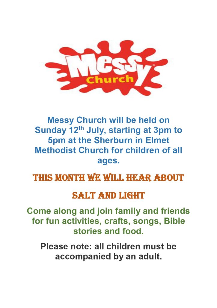 Messy Church Poster for the shops 12 July 2026