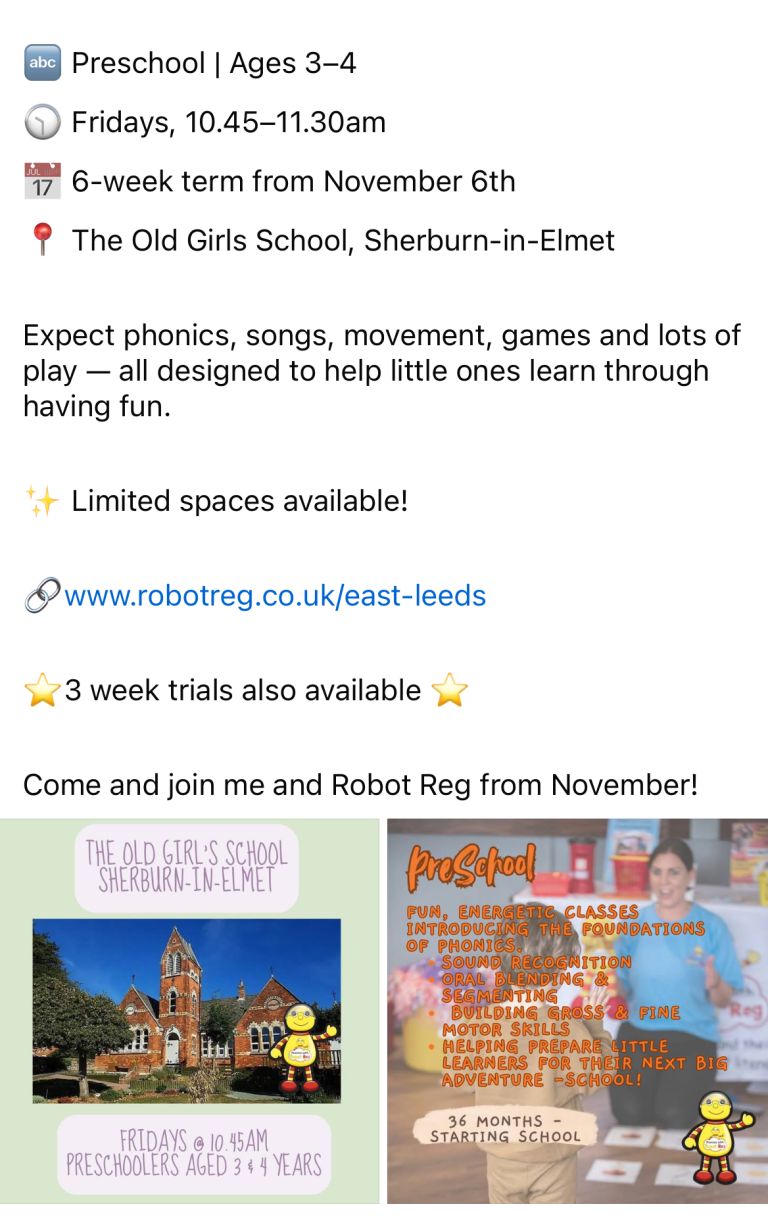 Events 3 Phonics with Robot Reg